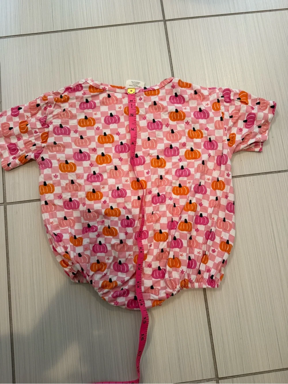 Pink Pumpkin Print Short Sleeve T-shirt Bubble Romper Baby One-Piece Bodysuit